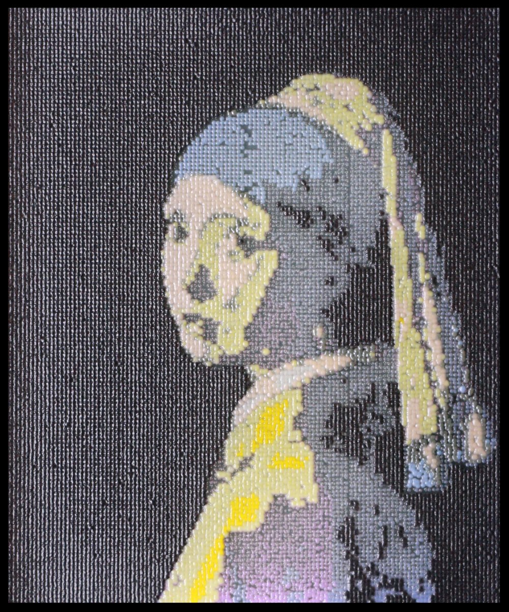 The Girl with the Pearl Earring by Johannes Vermeer, reproduced in yeast art.